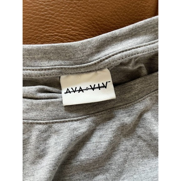 Ava & Viv Light Gray Jersey Knit Lace Up Waist Long Sleeve Midi Dress Size 1X - Picture 5 of 6